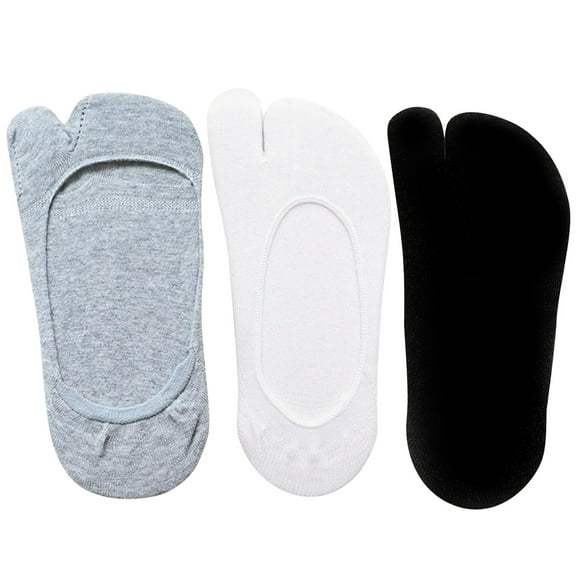 CTIRCHIU 3 Pairs Non-slip Toe Socks Breathable Cotton Grey for Summer Wear