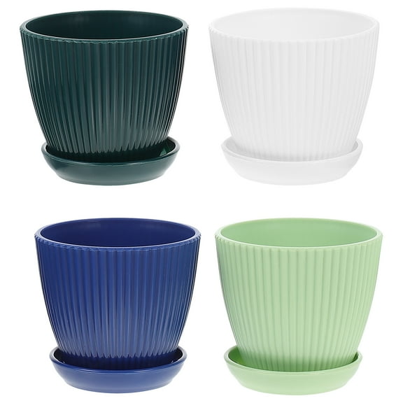 Taxenne Set of 4 Plastic Flower Pots for Gardening, Plant Holders, and Outdoor Indoor Planting Containers