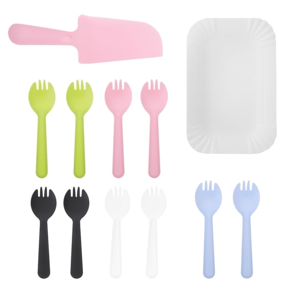 CTIRCHIU 50-Piece Mixed Color Plastic and Paper Tableware Set for Everyday Use, Parties, and Home Events