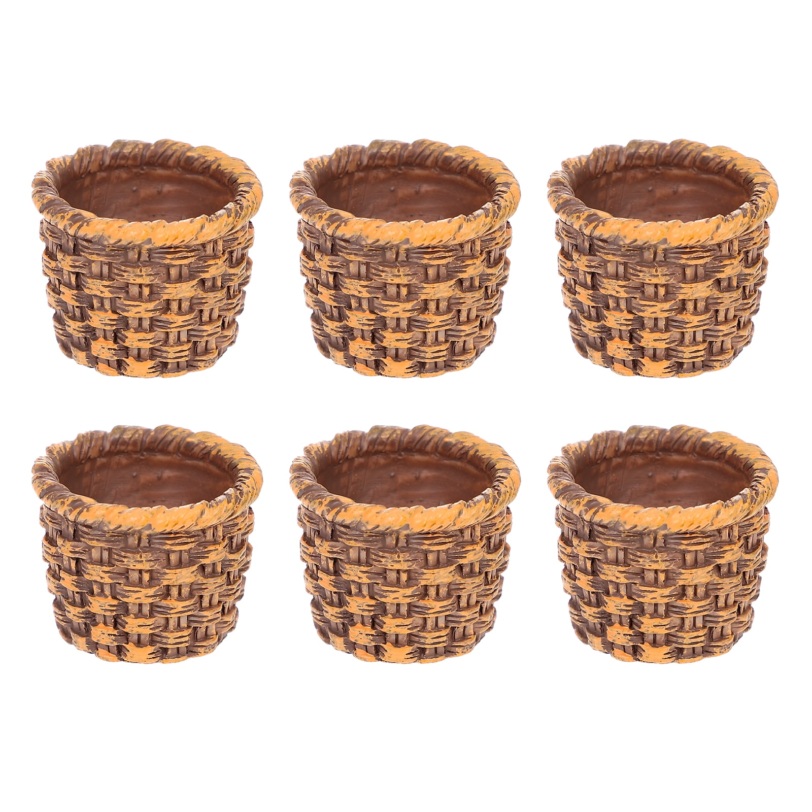 TOYANDONA 6Pcs Miniature Resin Rattan Baskets – Tiny Dollhouse Decor & Storage Accessories