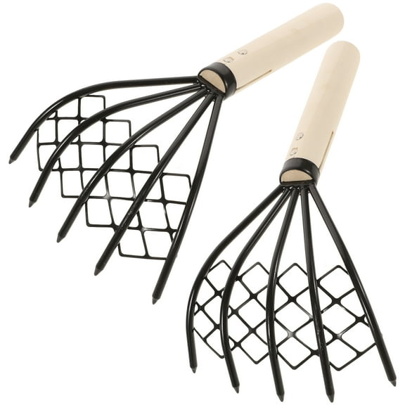 CTIRCHIU Oyster Digging Rake Tools with Net, Carbon Steel, 2-Pack for Shellfish Harvesting