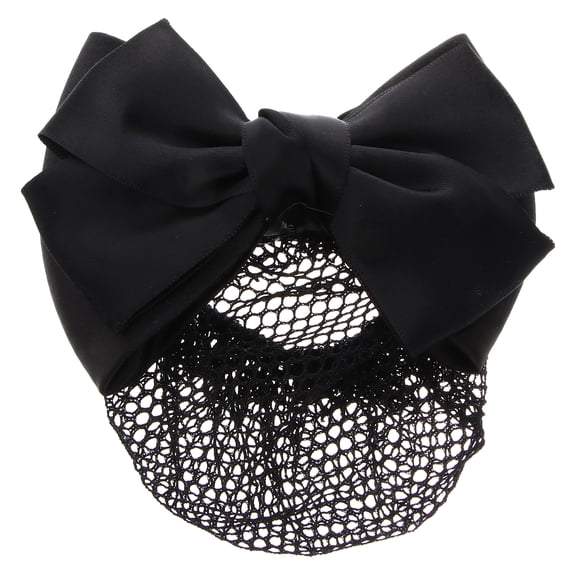 Taxenne Black Hair Clip Cover Bun Net Mesh with Bowknot for Hair Nets, Barrette Clips, and Secure Bun Styling