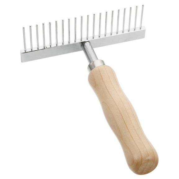 Taxenne Horse Dematting Brush Rake Comb Stainless Steel Deshedding Tool Dematting Comb Grooming Brush Pet Cow Grooming Brush With Wooden Handle