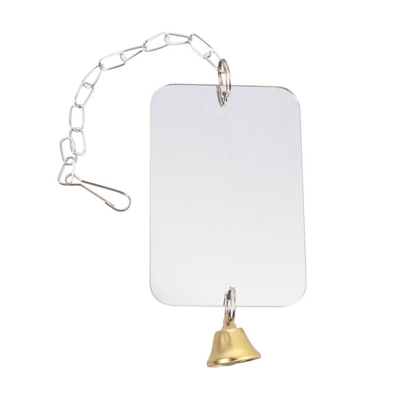 Taxenne Parrot Hanging Mirror with Bell Pendant - 1 Piece Bird Cage Ornament for Parrots, Homes, Shops, and