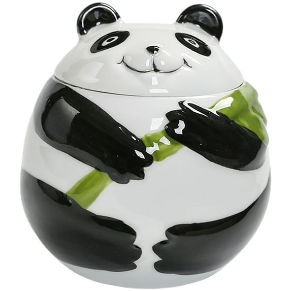 Taxenne 250ml Sealed Ceramic Tea Jar with Lid, Panda Shaped Kitchen Storage Container for Tea