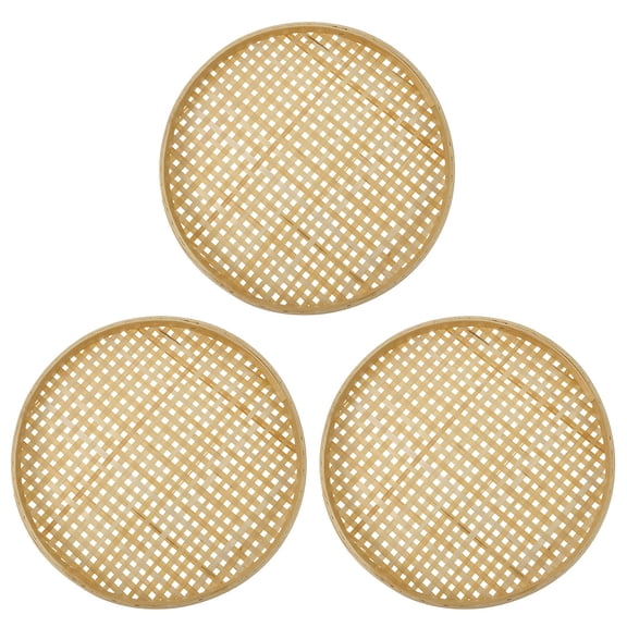 Taxenne 3-Piece Woven Basket Set - 18cm Round Rattan Baskets for Fruit, Bread, Snacks, Candy, Vegetables and Serving Trays Organizer