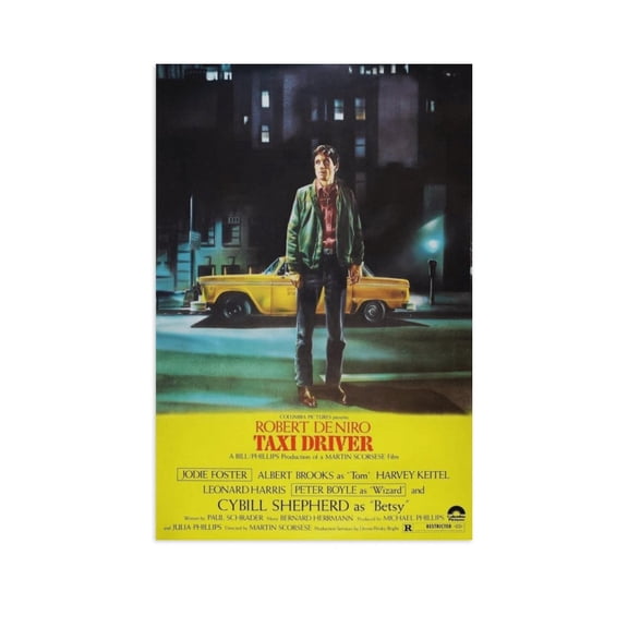 Taxi Driver Movie Poster Painting Canvas Posters Wall Art for Home Office Living Room Wall Decor(12"Lx18"W Unframed)