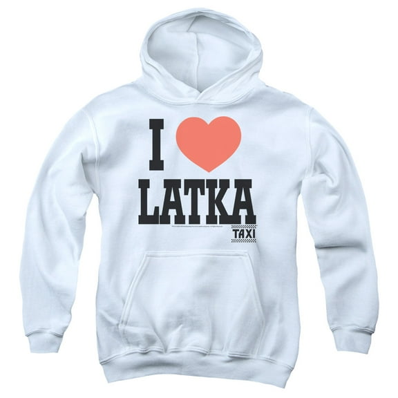 Taxi I Heart Latka Youth Pullover Hoodie Sweatshirt White