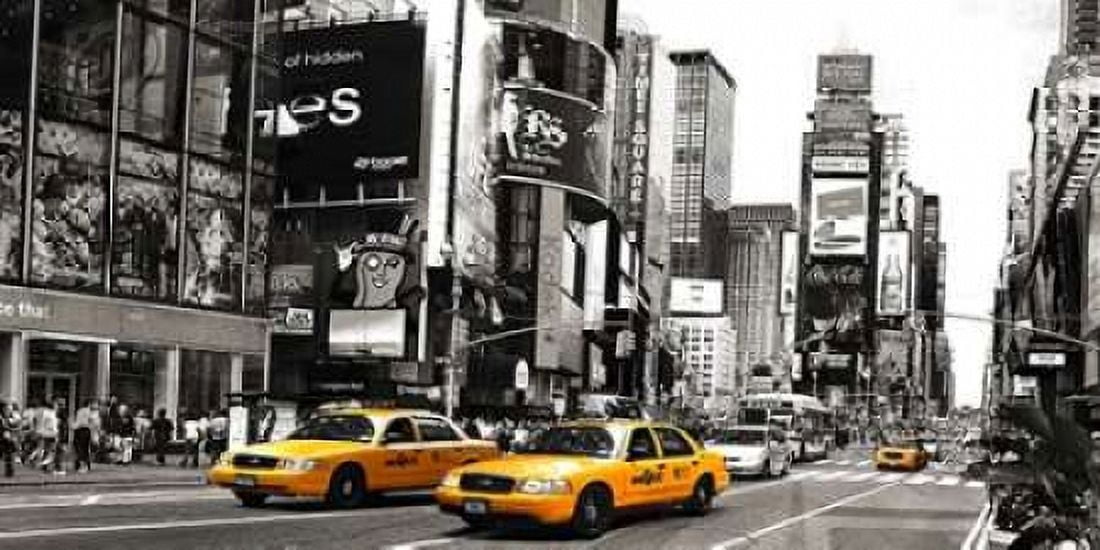 Taxi in Times Square NYC Canvas Art - Anonymous (10 x 20)