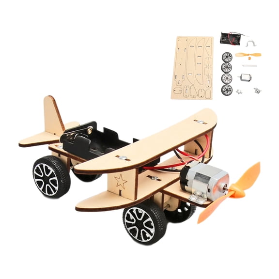 Taxiplane Toy - Wooden Science Kit for Kids, Electric Sliding Plane Model, STEM Educational Building Project, Handmade Craft for Children Experiments
