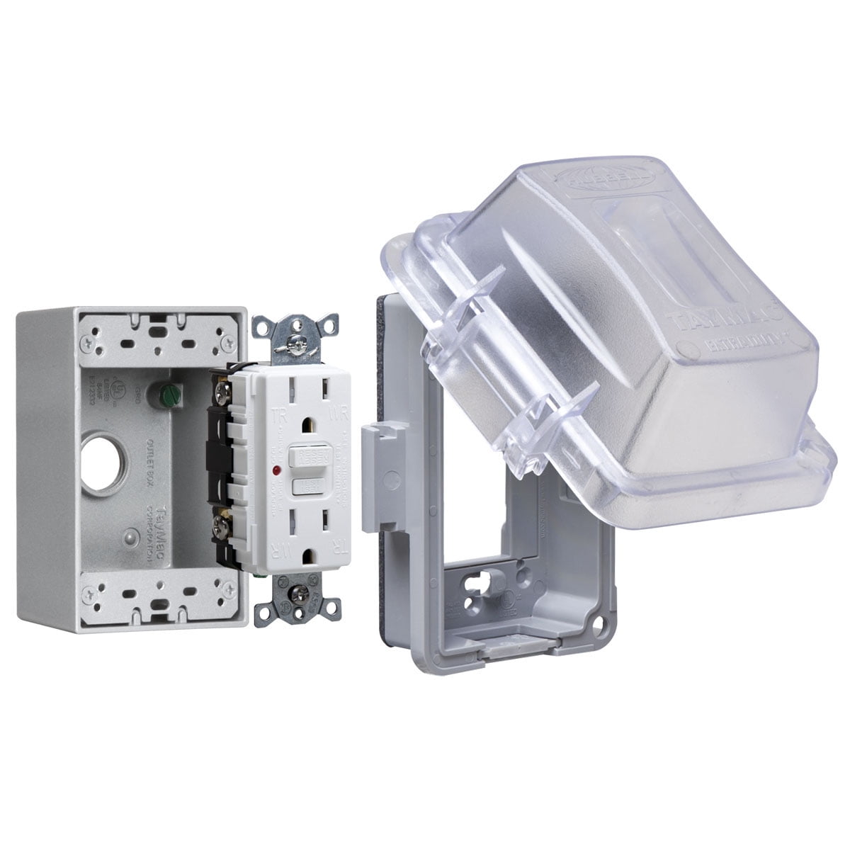 TayMac Clear Single Gang Weatherproof GFCI Outlet Kit