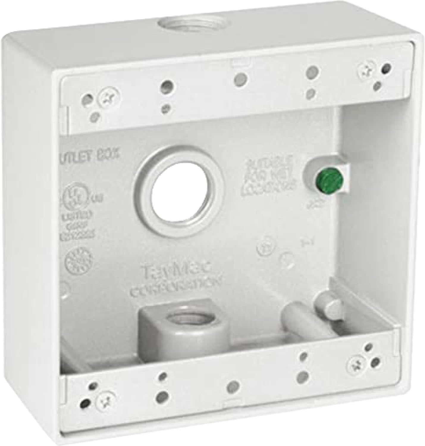 TayMac DB375WH 3/4-Inch 3 Hole 2-Gang Weatherproof Box, 3/4-Inch ...