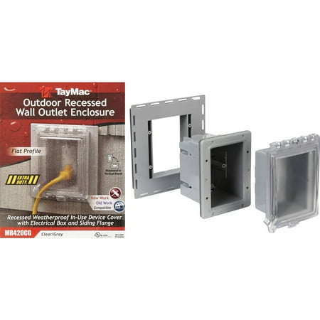 Hubbell TayMac Recessed Outdoor Outlet Kit — Indoor & Outdoor Use, NEC-Compliant