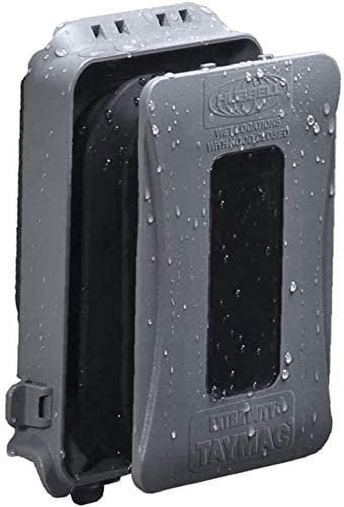 TayMac ML500G Single Gang Horizontal/Vertical Mount Weatherproof Expandable Low Profile Extra Duty while In-Use Cover, Gray Finish - 2 Pack