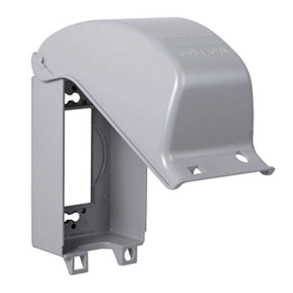 TayMac MX3200 Single Gang Vertical Metal Weatherproof Receptacle Cover, Gray Finish