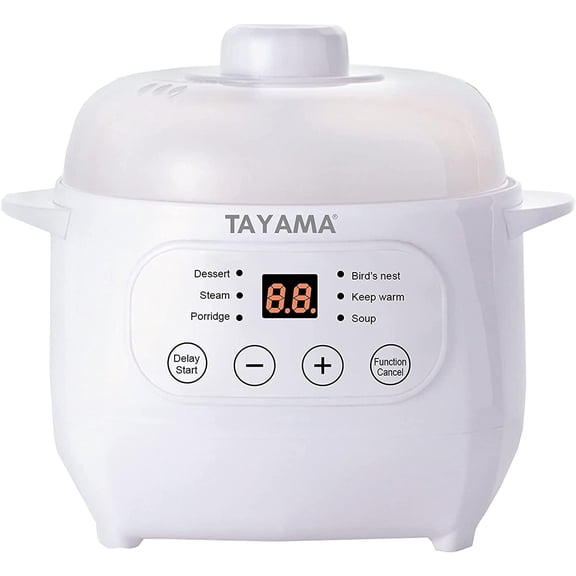 Tayama 1 Qt. Mini Ceramic Stew Slow Cooker with Pre-Settings and Built-In Timer