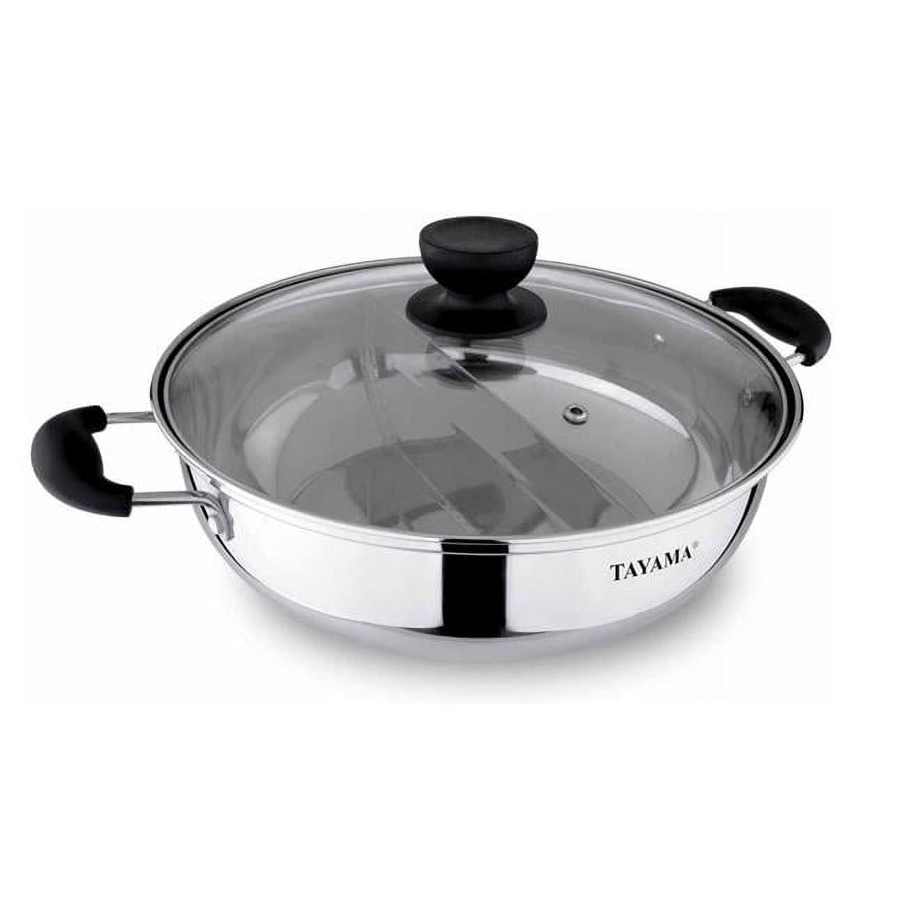 11-inch Stainless Steel Shabu Hot Pot with Glass Lid and Ladles