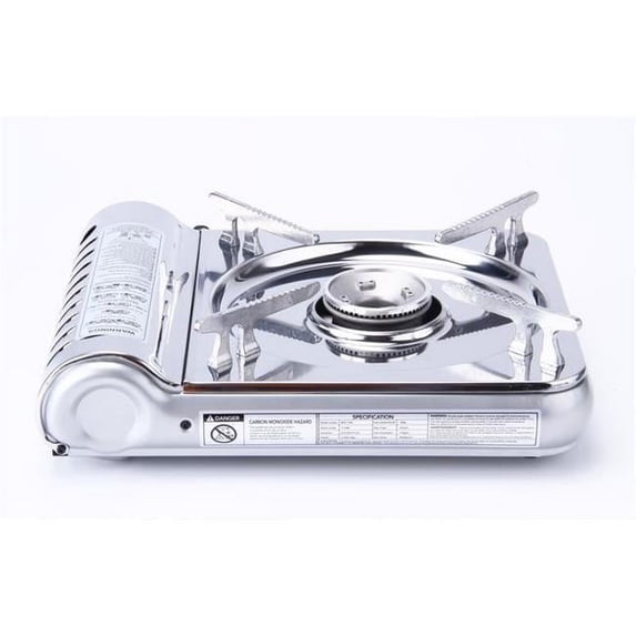 Tayama BDZ-155B 10 in. 8000 BTU Stainless Steel Gas Stove, Grey & Black