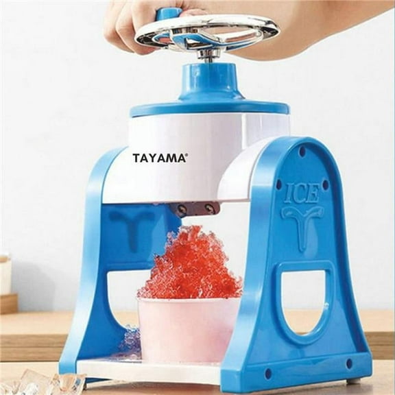 Tayama TB-100M Non-Electric Manual Hand Crank Ice Snow Shaver Machine, Blue & White