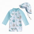thumbnail image 1 of Taybagh 0-3t Swimsuit Boys Toddler Boy Bathing Suit with Sun Hat Rash Guard Long Sleeve Swimwear, 1 of 8