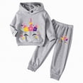 thumbnail image 1 of Taybagh 4t Girls Outfits Graphic Print Hoodie Long Pants Set 5t 6t Girl Clothes Fall Playful Tracksuit Set Grey 5-6 Years, 1 of 7