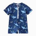 thumbnail image 1 of Taybagh Baby Boy Swimsuit Coconut Tree Print Boys Bathing Suit Zip up Rash Guard Short Sleeve Swimwear, 1 of 6