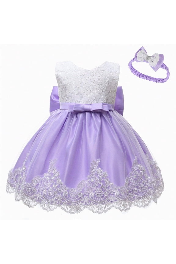 Baby Girl Dress Lace Bowknot Formal Tutu Dress Set with Headband Flower Girl Easter Clothes Infant Baby Clothes