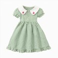 thumbnail image 1 of Taybagh Baby Girl Dresses Checkered Pattern Formal Dresses for Girls Puffed Sleeves Cherry Cute Design for Baby, 1 of 9