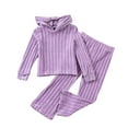 thumbnail image 1 of Taybagh Baby Girl Outfit Solid Color 3t Girls Clothes Winter Hooded Knitted Sweater Bell-Bottom Trousers Casual Outfit, 1 of 6