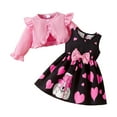 thumbnail image 1 of Taybagh Baby Girl Outfits Floral Toddler Girls Dress with Cardigan Outfit Sleeveless Dress Set 18 Months Girl Clothes Pink 6-9 Months, 1 of 3