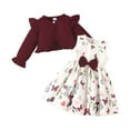 thumbnail image 1 of Taybagh Baby Girl Outfits Floral Toddler Girls Dress with Cardigan Outfit Sleeveless Dress Set 18 Months Girl Clothes Wine 2-3 Years, 1 of 3