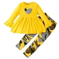 thumbnail image 1 of Taybagh Baby Outfits Girl 1-6Y Girl Clothes Heart Printed Top with Skirt Patch Camo Pants Winter Outfit Yellow 5-6 Years, 1 of 5
