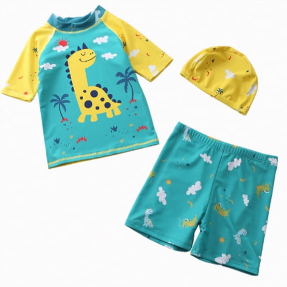 Taybagh Baby Swimsuit Boy Toddler Boy Swimsuit Kids 2 Piece Short Sleeve Swimwear Sets Bathing Suits Toddler to Big Kid Sizes