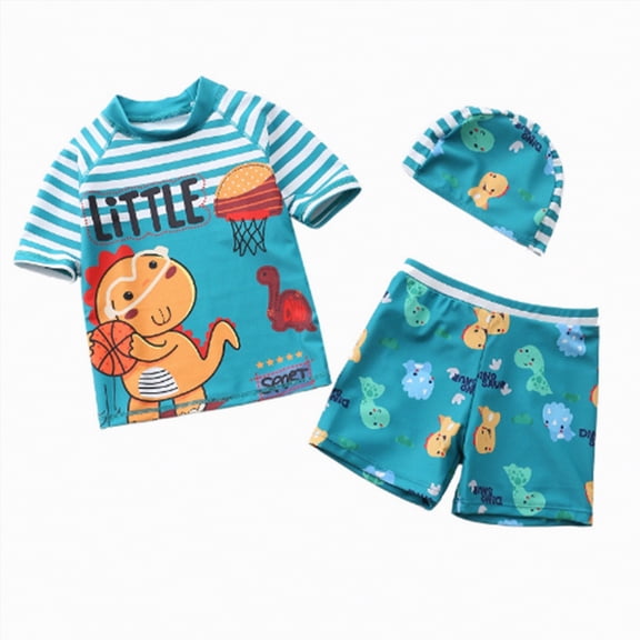 Taybagh Baby Swimsuit Boy Toddler Boy Swimsuit Kids 2 Piece Short Sleeve Swimwear Sets Bathing Suits Toddler to Big Kid Sizes