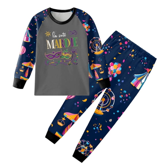 Taybagh Clothes for 2-8 Years Baby Fall Outfits Carnival Letters Pattern Boys Toddler Clothes Soft Pullover Top and Trousers Outfits