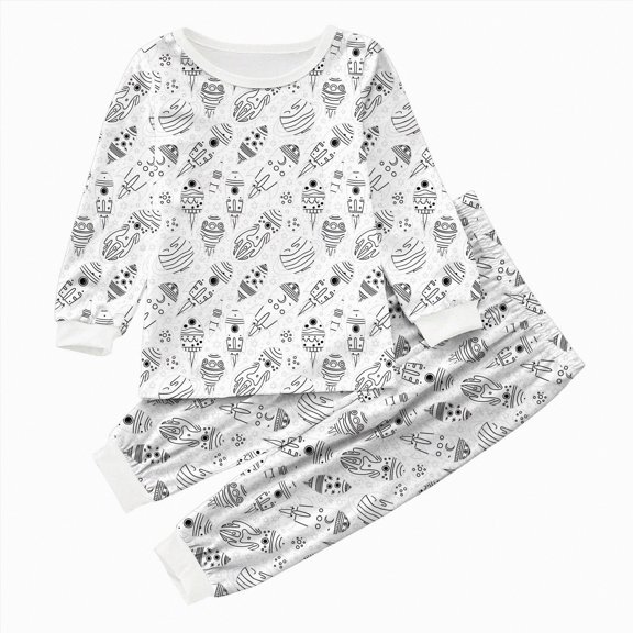 Taybagh Girl Outfit 3-8 Graphic Toddler Girls Clothes Size 6 Cute Colouring Long Sleeve Set with Diy Hand Painted Play Wear Silver 3-4 Years