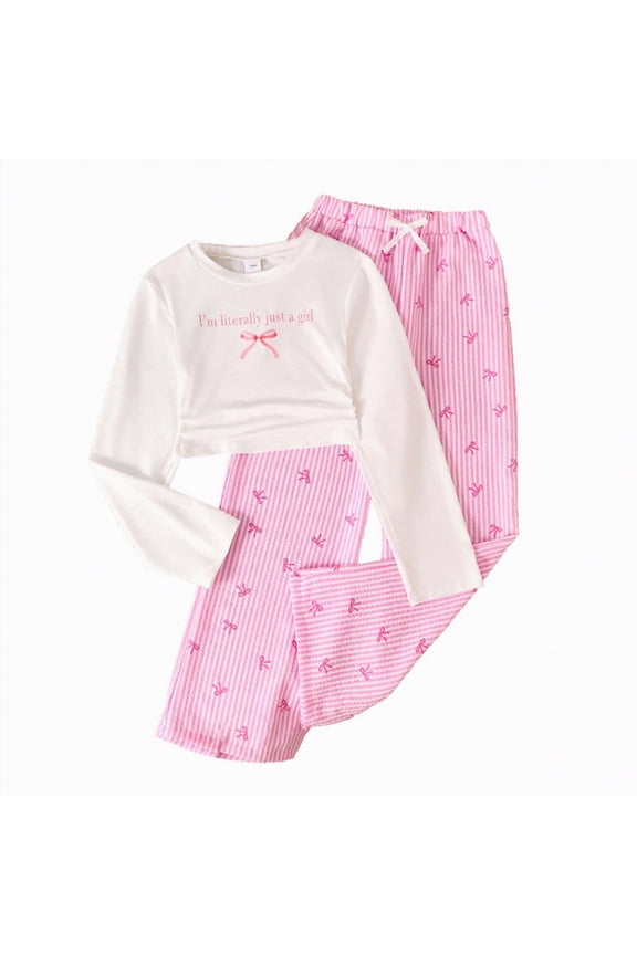 Girls Outfits Size 10-12 Crew Neck Long Sleeve Set Winter Girls Clothes Size 8 Holiday Casual Clothes Warm White 9-10 Years