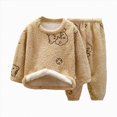 thumbnail image 1 of Taybagh Girls Outfits Size 6 Cute Plush Baby Clothes for Girls Warm Long Shirt Long Pants Casual Home Wear Brown 4-5 Years, 1 of 9