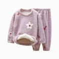 thumbnail image 1 of Taybagh Girls Outfits Size 6 Cute Plush Baby Clothes for Girls Warm Long Shirt Long Pants Casual Home Wear Purple 4-5 Years, 1 of 5