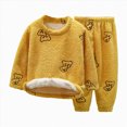 thumbnail image 1 of Taybagh Girls Outfits Size 6 Cute Plush Baby Clothes for Girls Warm Long Shirt Long Pants Casual Home Wear Yellow 3-4 Years, 1 of 6