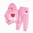 thumbnail image 1 of Taybagh Girls Spring Outfits Hoodie Long Pants Set 5t Girls Clothes with Love Graphic Printed Tracksuit, 1 of 5