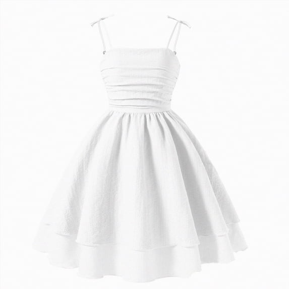 Taybagh Girls Summer Dress Smocked Ruched A Line Swing Short Dress for Teens Holiday Clothes for Teens