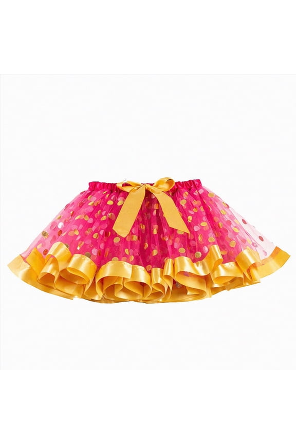 Girls Tutu Skirt Cartoon Printed Mesh Short Skirt Colorful Polka Dot Girls Clothes Carnival Dress Up Clothes for Toddler