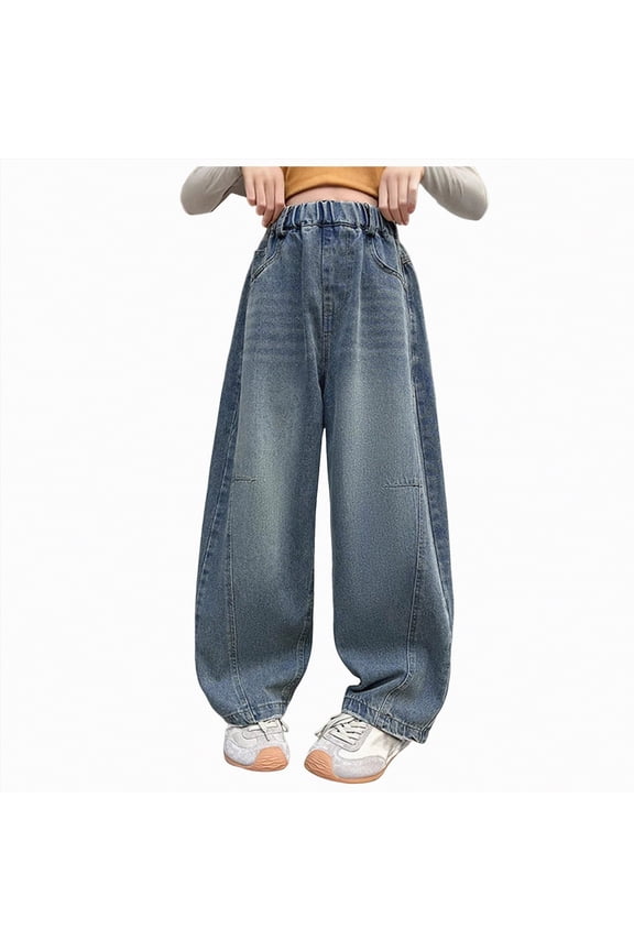 Girls Wide Leg Denim Pants Baggy Jeans Curved Cute Plus Size Girls Size 8 Clothes