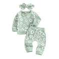 thumbnail image 1 of Taybagh Girls Winter Outfits Flower Print Infant Sets Winter Baby Girls Clothes Long Sleeved Trousers Holiday Outfits Birthday Green 18-24 Months, 1 of 5