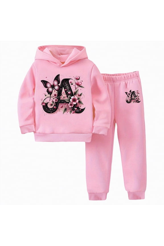 Girls Winter Outfits Long Hoodie Pants Set Kids Clothes Girls Winter Play Outdoor Active Children Clothing Trend Black 6-7 Years