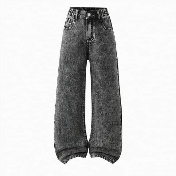 Taybagh Jeans for Girls Solid Color Girls Baggy Sweatpants Plus Size Wide Leg Jeans Teen Comfy Clothes