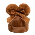 thumbnail image 1 of Taybagh Kids Hat Warm Boys Winter Hats with Bow Thick Double Pompom Cap for 6-36 Months, 1 of 4