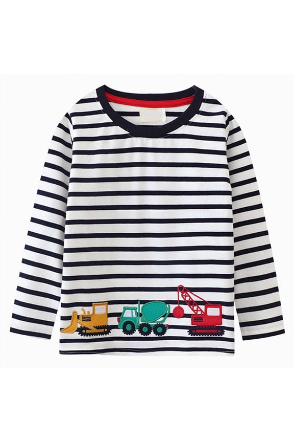 Long Sleeve Top for Boys Soft 4t Boys Clothes Pullover Cartoon Print Boys Thermal Shirts Daily Wear