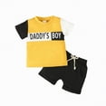 thumbnail image 1 of Taybagh Newborn Boy Outfits Letter Graphic Prints 1st Birthday Boys Clothes Kids Raglan Sleeve Tee Solid Shorts Set, 1 of 6